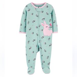 🍊5/$25 Floral Teal Baby Footies with Bunny Patch size 6m